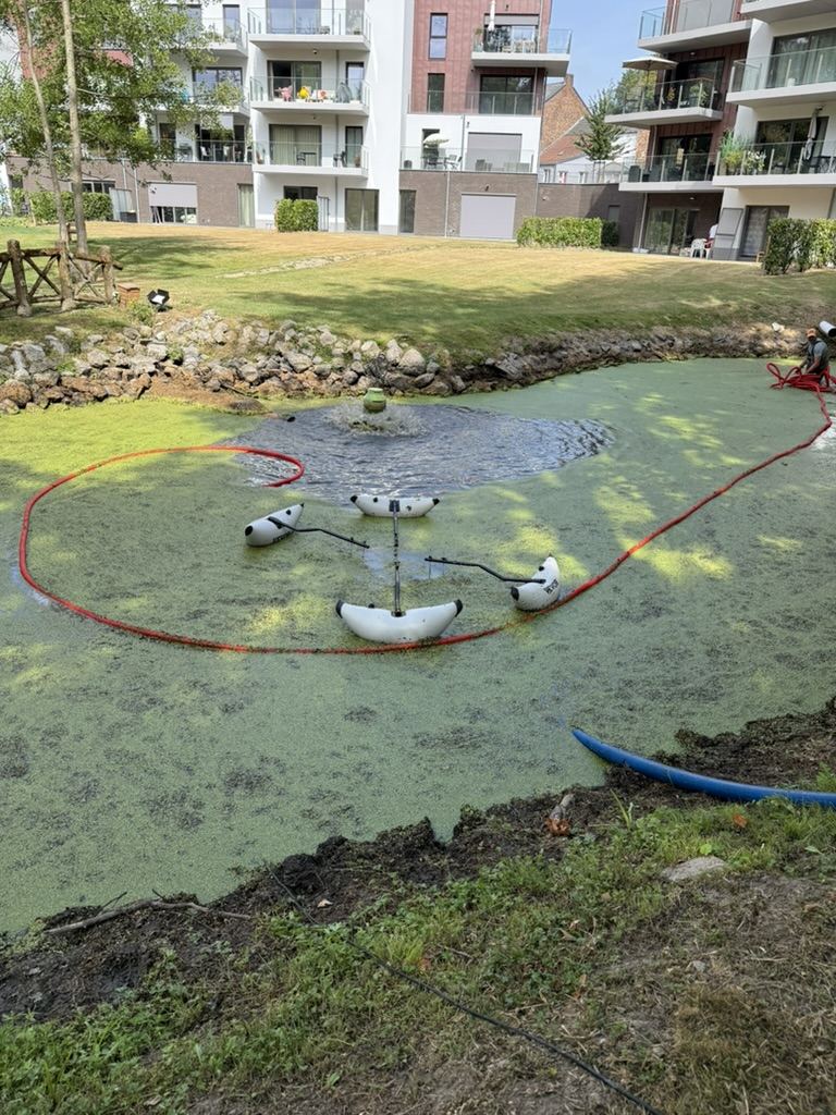 Vue d'ensemble du dispositif de récolte et de la fontaine d'aération